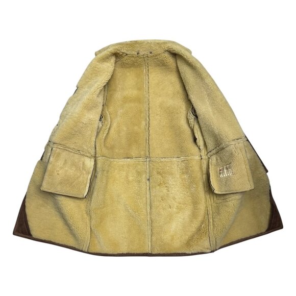 GENUINE SHEARLING Vintage 1970s SHEEP Skin Retro Heavy Winter Coat Womens Medium - Picture 6 of 9